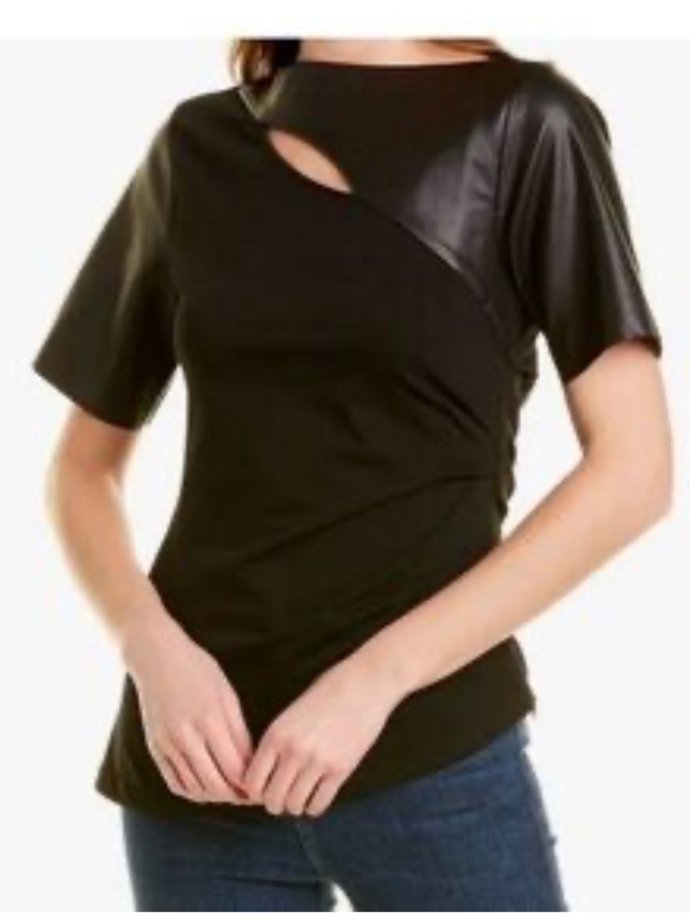 Gracia Black Mixed-Media Asymmetric Top